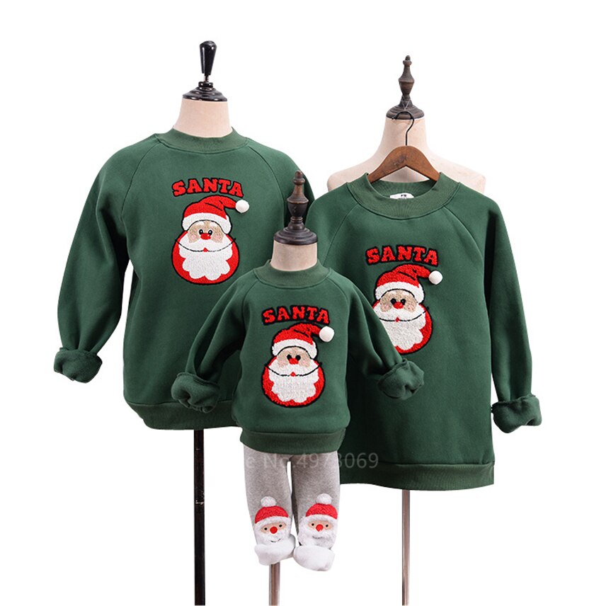 Jule familie matchende tøj år grøn julemand alf tegneserie jule familie look vinter bomuld varm sweatshirt