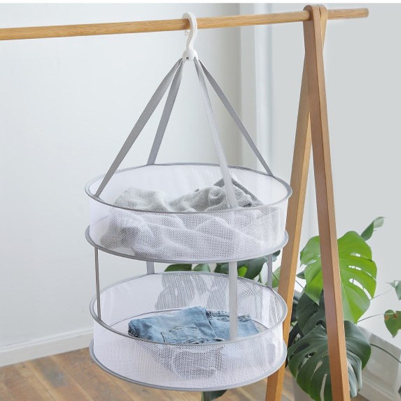 Clothes Drying Basket Household Sweater Drying Net Windproof Hanging Clothes Drying Net 3 Colors Double-layer Laundry Rack Mesh
