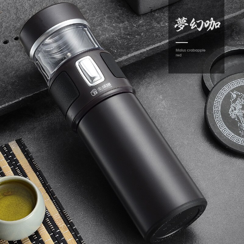 Botella de agua con doble burbuja de vidrio para hombre, separación de té de , aislamiento 600 SUS, , 316 ml: Dream Coffee