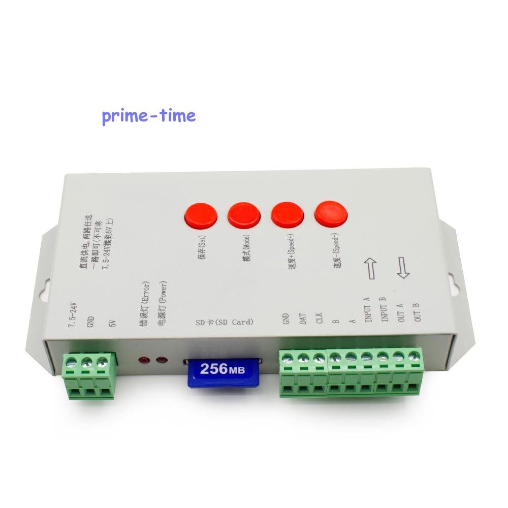 T1000S LED Controller SD Card WS2801 WS2811 WS2812B LPD6803 LED Strip DC5V- 24V RGB full Color Controller Max 2048 Pixels