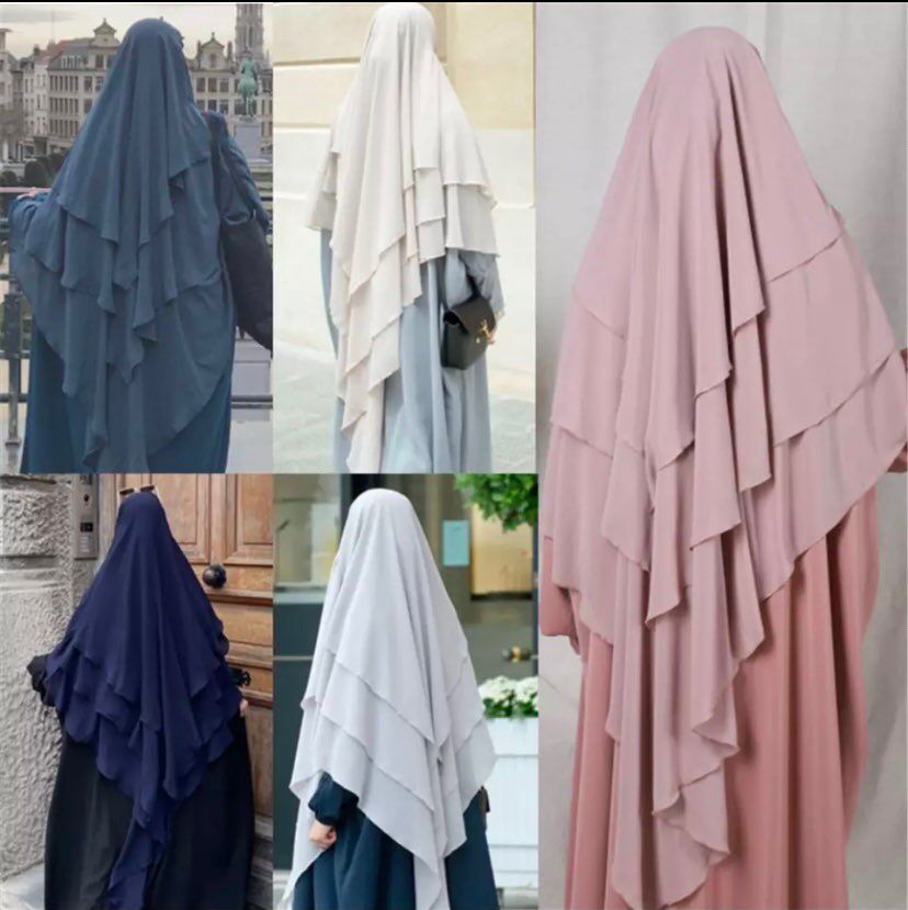 Foulard khimar trois couches à volants pour femmes, hijab, musulmane, dubaï, Turban turc, châles malaisiens, marocain