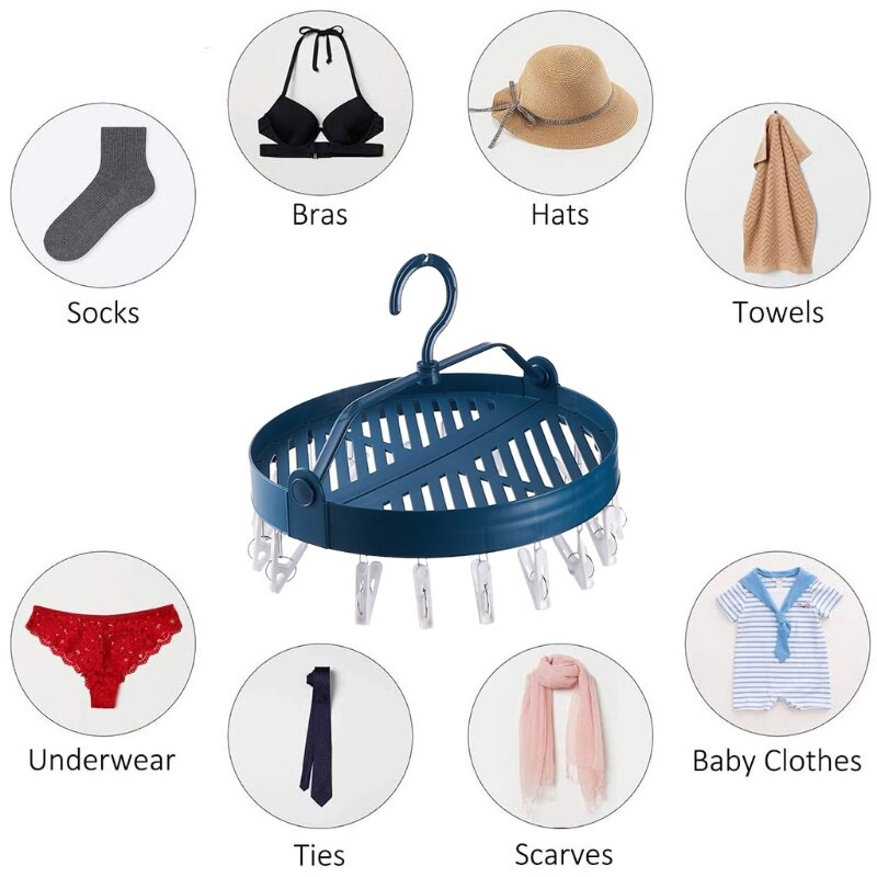 Household Multifunctional Circular Folding Drying Rack Underwear Socks Drying Rack Windproof and Inclined Rack for Socks