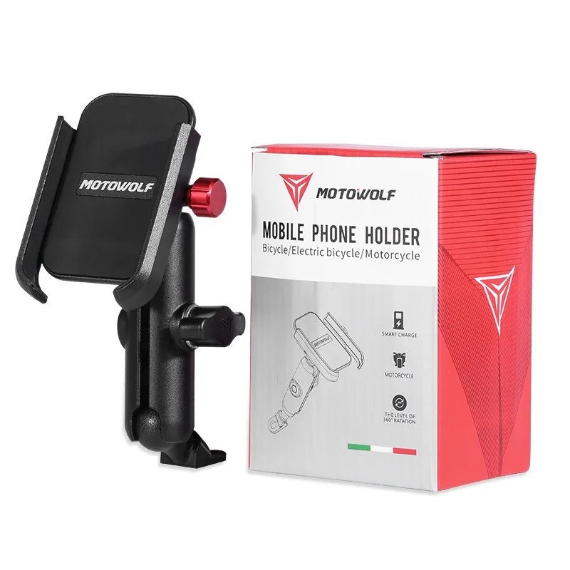 Universele 12-24V aluminium stuur motorfiets fiets mobiele houder met USB-oplader Moto achteruitkijkspiegel mobiele telefoon standhouder