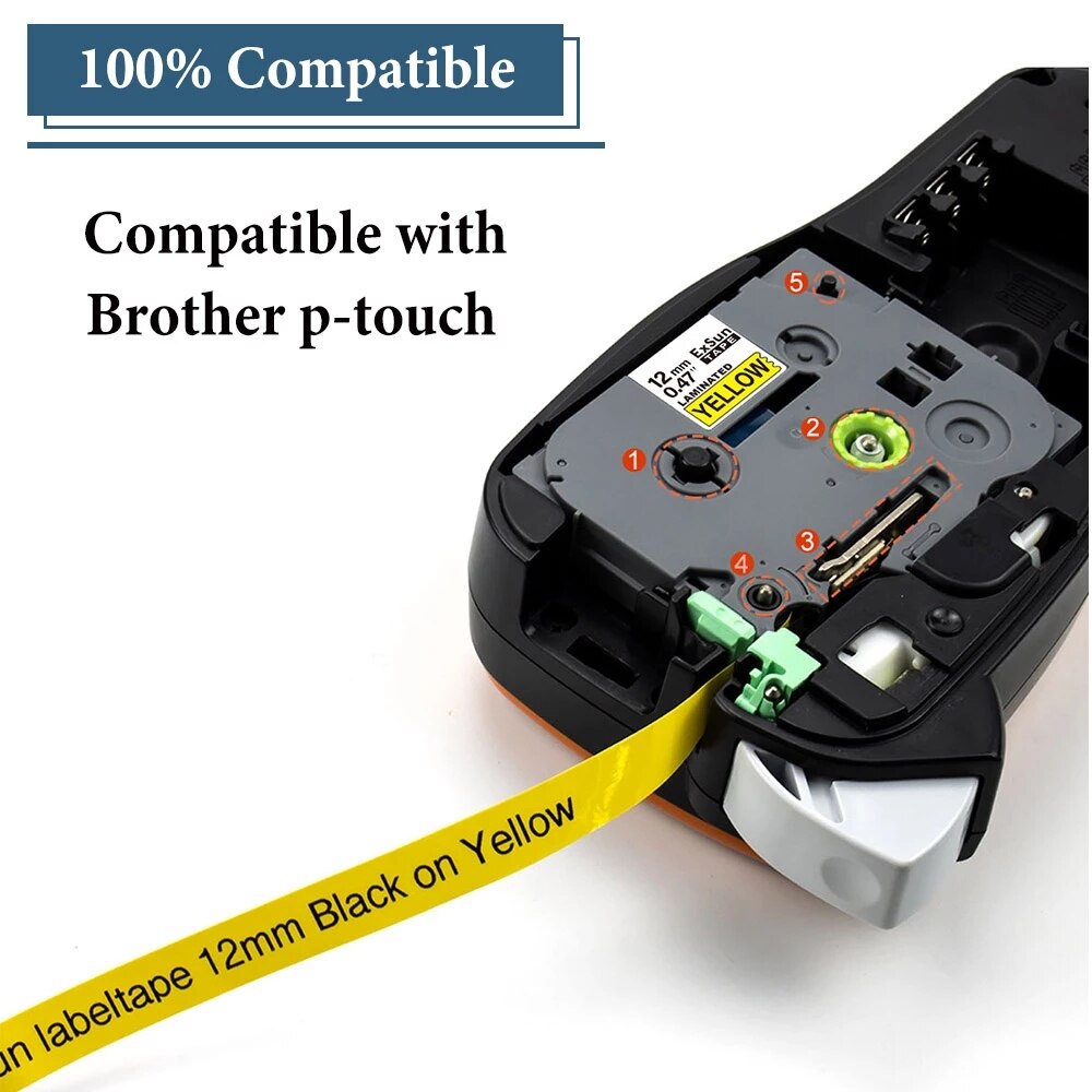 5pk zwart op mat zilver tze tape 9mm 3/8 " vervangt brother labeltape tze -m921 tz921 hoge kleefband voor p touch  h110 1090