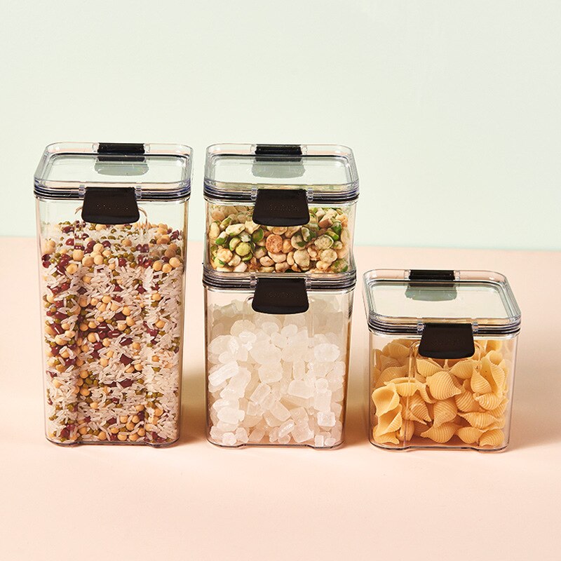 Storage Bottles and Jars Clear Plastic with Lids Food Container Spices Jar |-f-| Pots Boxes for Cereals Bottle-f-jars Sugar Bowl