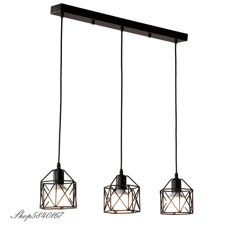 Rustik industriel pendel geometri jern pendel lamper køkkenø lampe pendel loft cafe butik hængende lysarmaturer