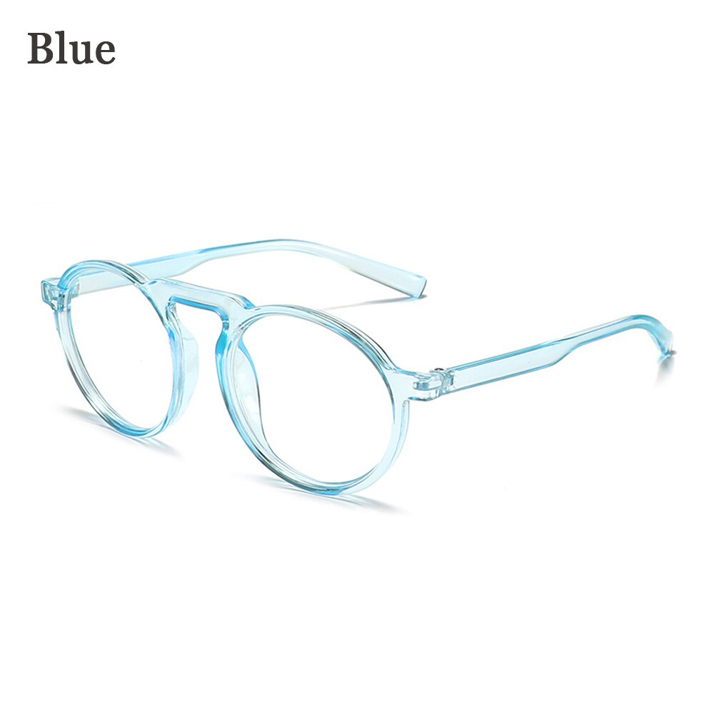 Transparent Round Frame Anti Blue Ray Glasses Optical Spectacle Ultralight Frames Computer Gaming Glasses Resin Lens Eyewear: blue
