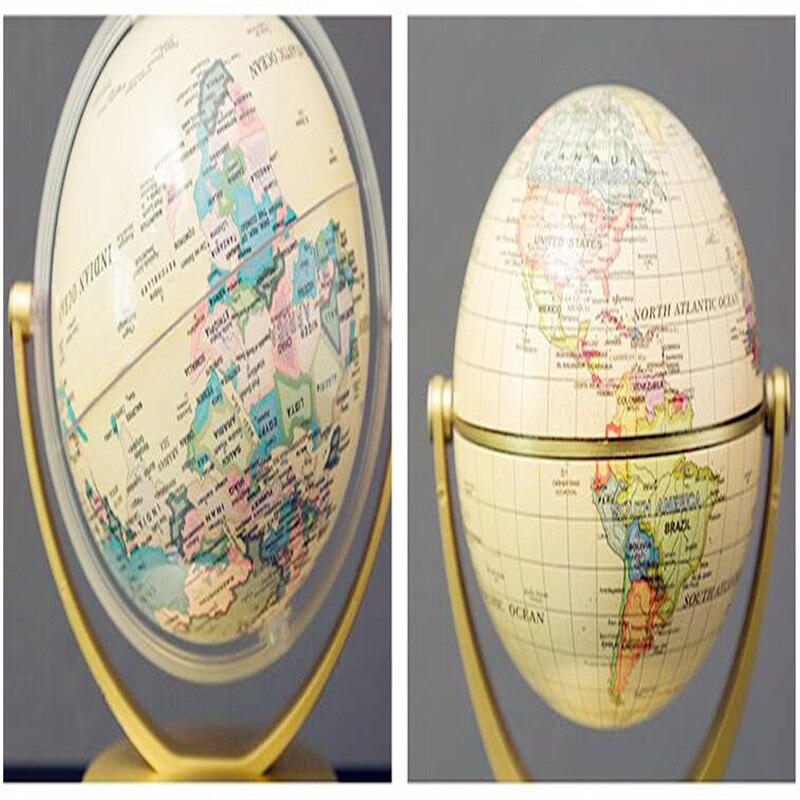 13cm Retro Globe 360 Rotating Earth World Ocean Map Ball Antique Desktop Geography Learning Education Home School Decoration