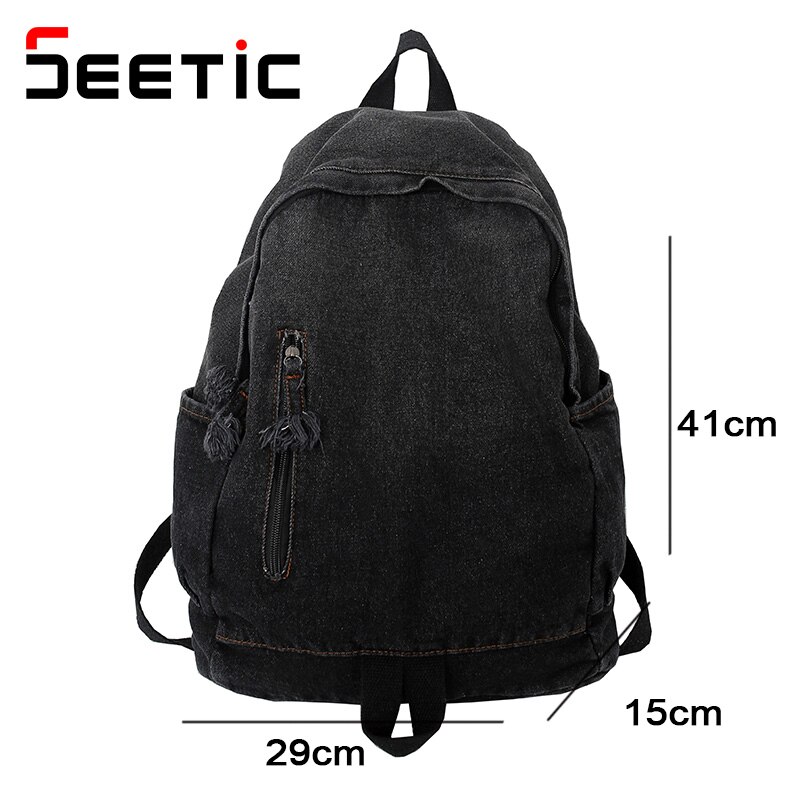 Damen-rucksack aus weichem canvas, gewaschen, schulrucksack aus denim, unisex-reiserucksack mit großem fassungsvermögen, damenrucksack
