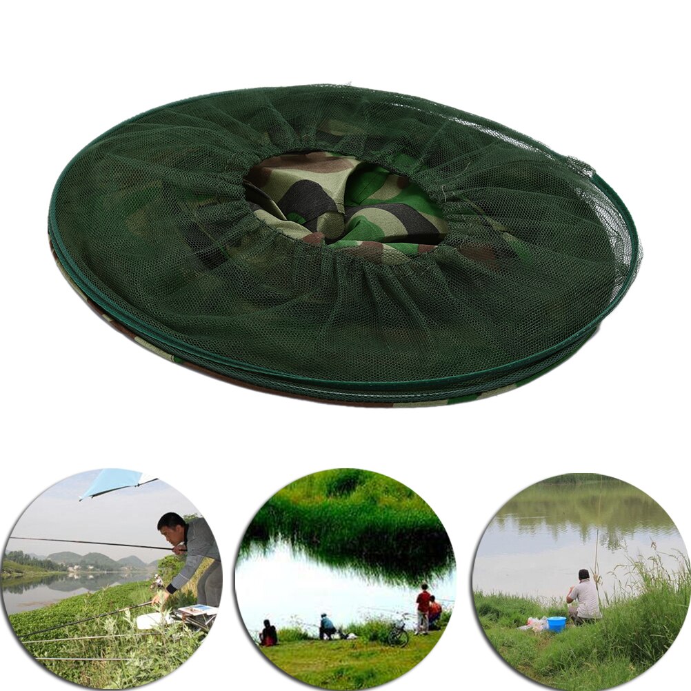 Midge Mosquito Insect Hoed Bug Mesh Head Netto Gezicht Protector Travel Camping Zonnehoed Vissen Caps 32X21.5Cm