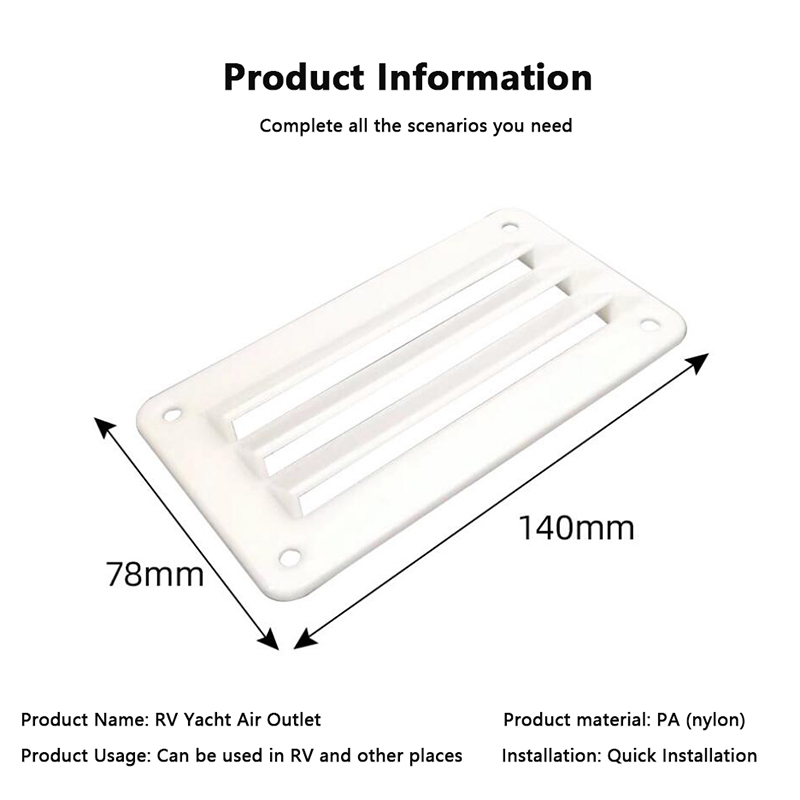 For Boat Yacht Accessories Exhaust Fan RV Air Vent Louver Bathroom Office Ventilation Outlet Grille Louver