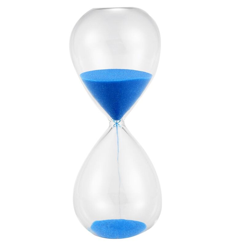 Large Blue Sand Glass Sandglass Hourglass Timer Clear Smooth Glass Measures Home Desk Decor Xmas Birthday (Blue,