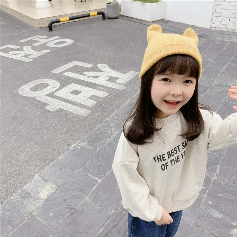Pull manches longues pour enfants, produit, avec impression d'alphabet, version coréenne, automne,