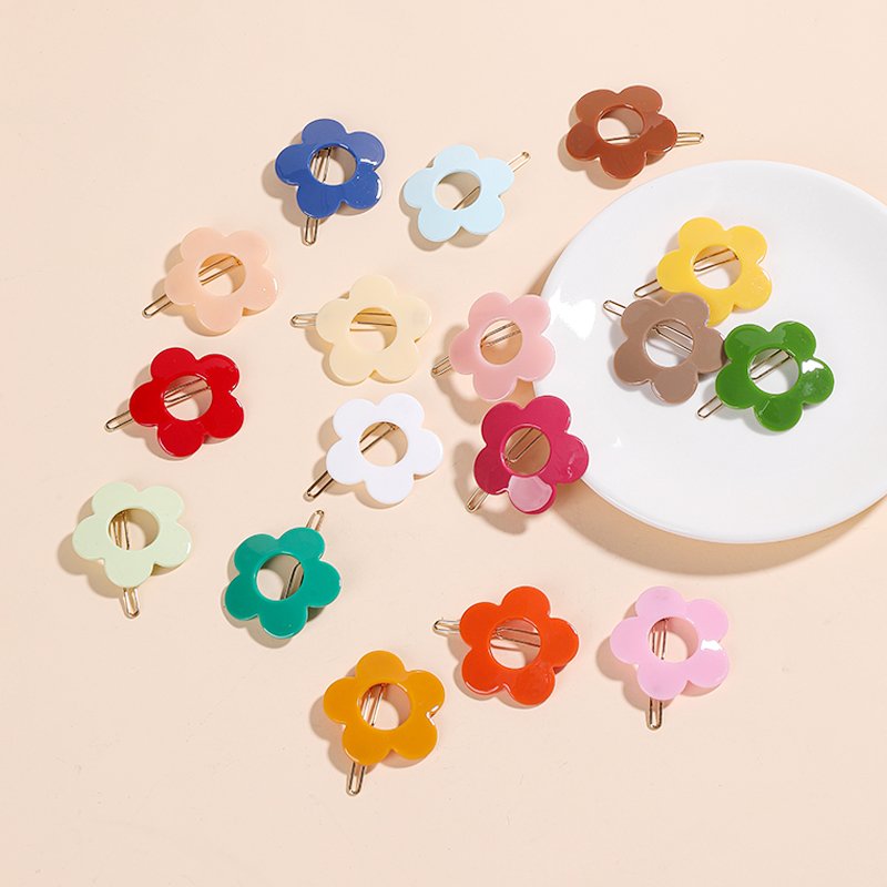 13 färg fancy akryl godis ihålig blomfärg hår groda clips grepp tillbehör för barn flickor