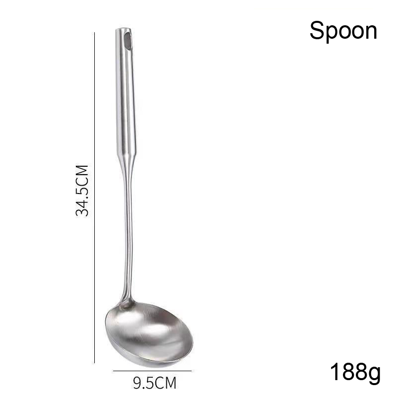 304 stainless steel kitchen utensils 6-piece set soup spoon spatula large colander rice laddle kitchen cooking tools: A3-spoon