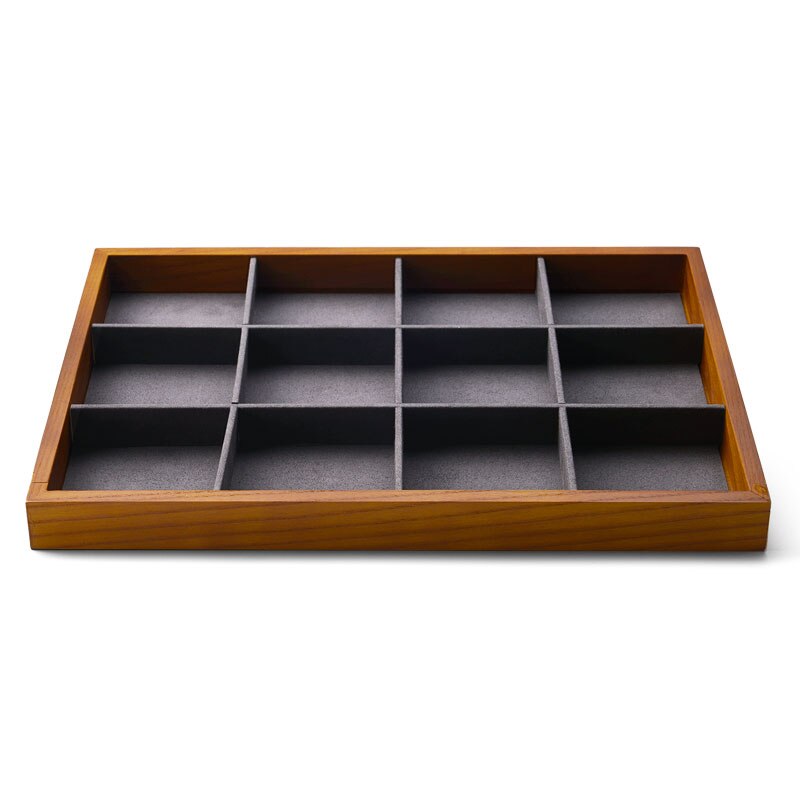 Fanxi Wooden Jewelry Display Tray with Microfiber Ring Necklace Earring Bracelet Tray Stand for Showcase Jewelry Organizer: P05002