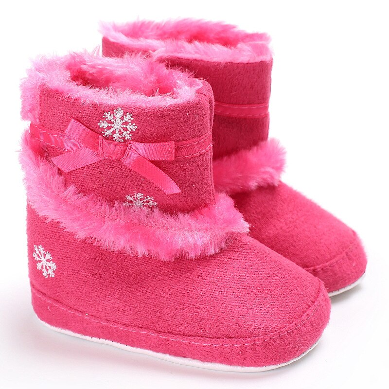 Noël bébé fille hiver neige bottes Crochet tricot polaire bébé chaussures enfant en bas âge laine infantile doux bas premiers marcheurs chaussons