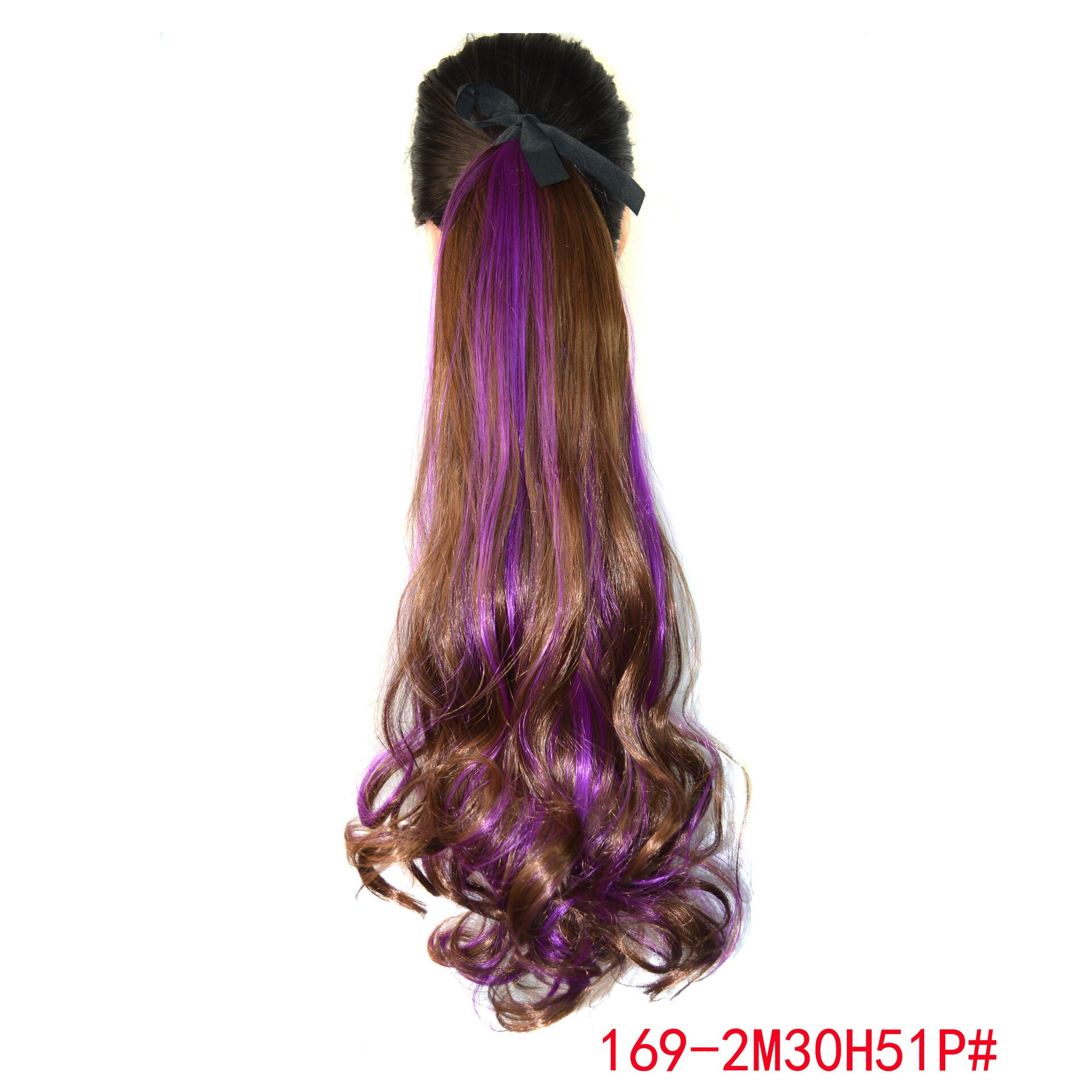 ZM Hairpiece Long Wavy Ombre Mixed ColorDrawstring Pony tail for Women High Temperature FIber Synthetic Ponytail Hair Extensions