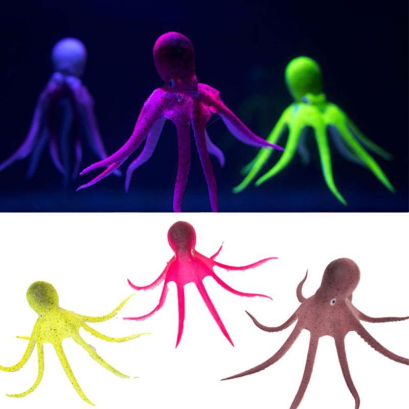Artificial Octopus Aquarium Decoration Aquarium Fish Tank Landscaping Decor Glowing Effect Animal Plants Water Ornament