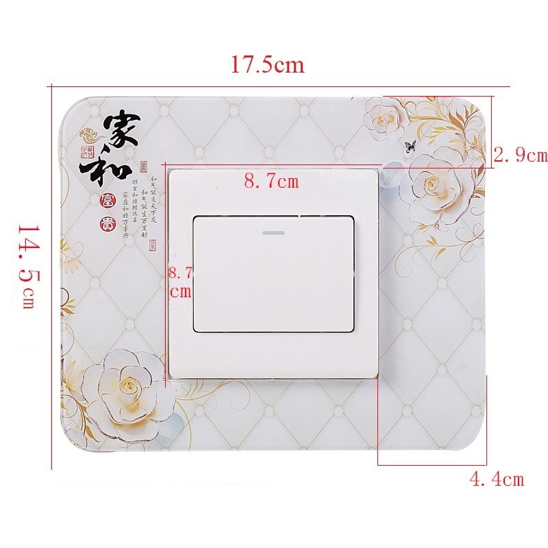 Pegatinas acrílicas para interruptor de enchufe, pegatinas de pared de estilo chino múltiple, decoración del hogar, sala de estar, placa de cubierta de interruptor de luz