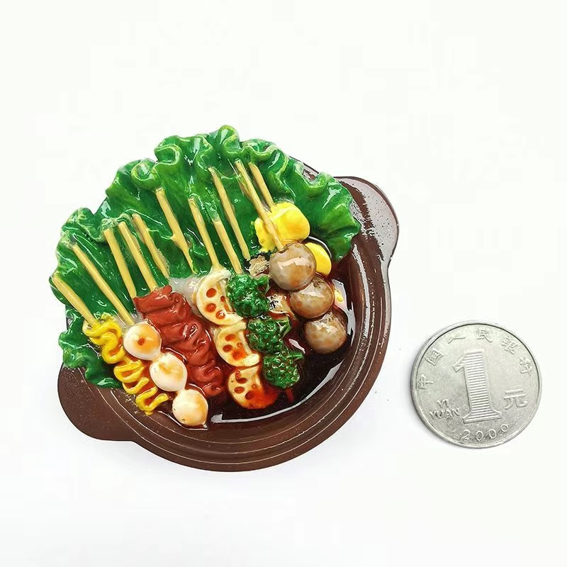 Gesimuleerde voedselkoelkastmagneten Hars geschilderde magneet Noedels Ribben Pot Leuke magneten voor koelkast Retro magnetisch handwerk: Licht Geel