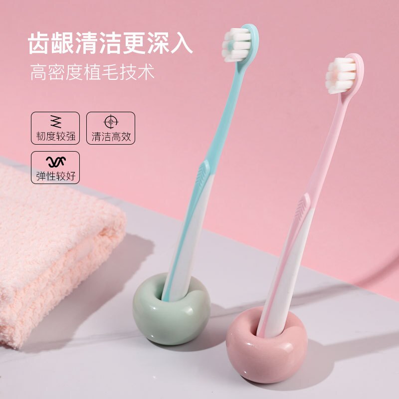 Ultra-denso inchado-fio escova de dentes família pacote ultra-fino adulto pequena cabeça espuma densa casais macio cerda escova de dentes gingiva p