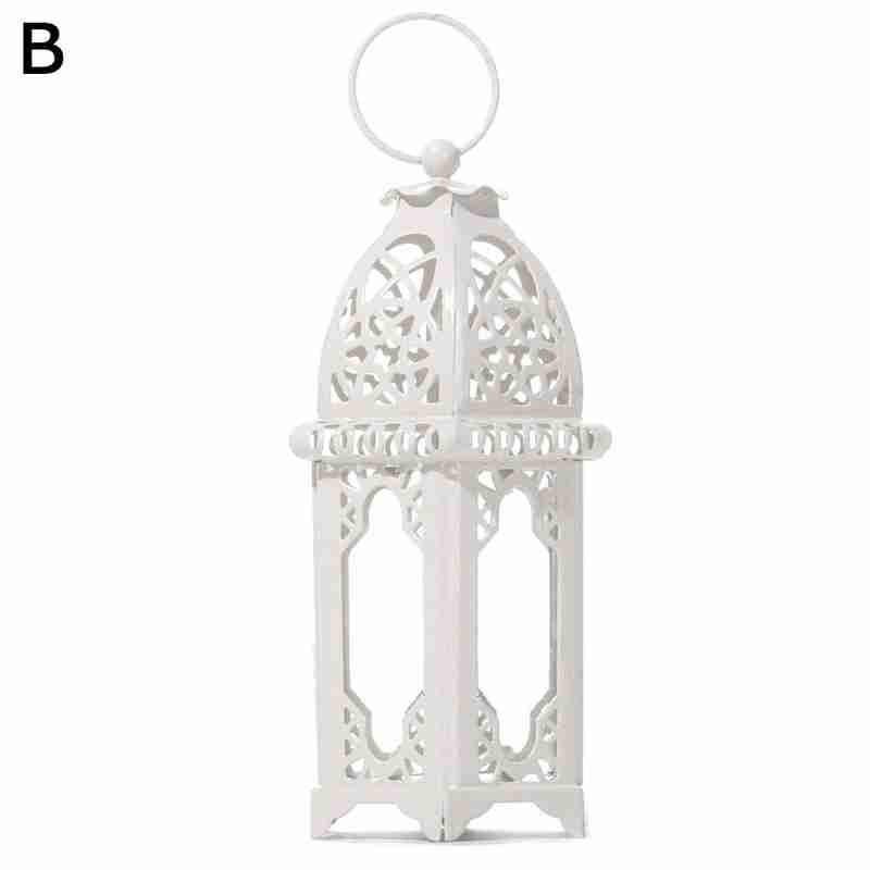 Fer forgé verre vent support de bougie chauffe-plat lanterne suspendue grand pour Patio intérieur extérieur événements fête de mariage 1PC: B
