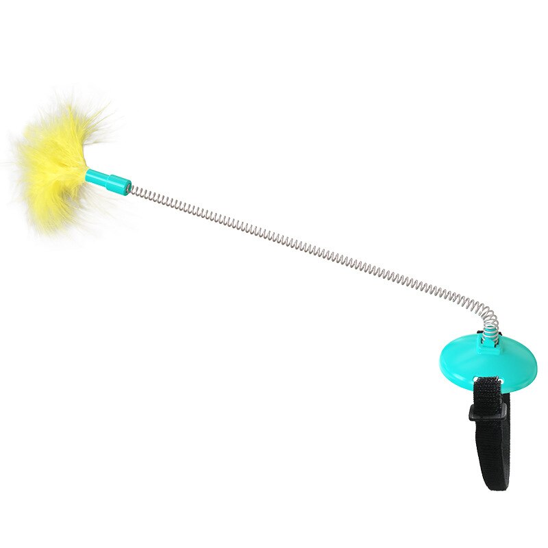 Juguetes para gatos que se montan en la cabeza, juguete para mascotas que se monta en la cabeza, de primavera y pluma, divertido palo para gato para interiores,: Light Blue