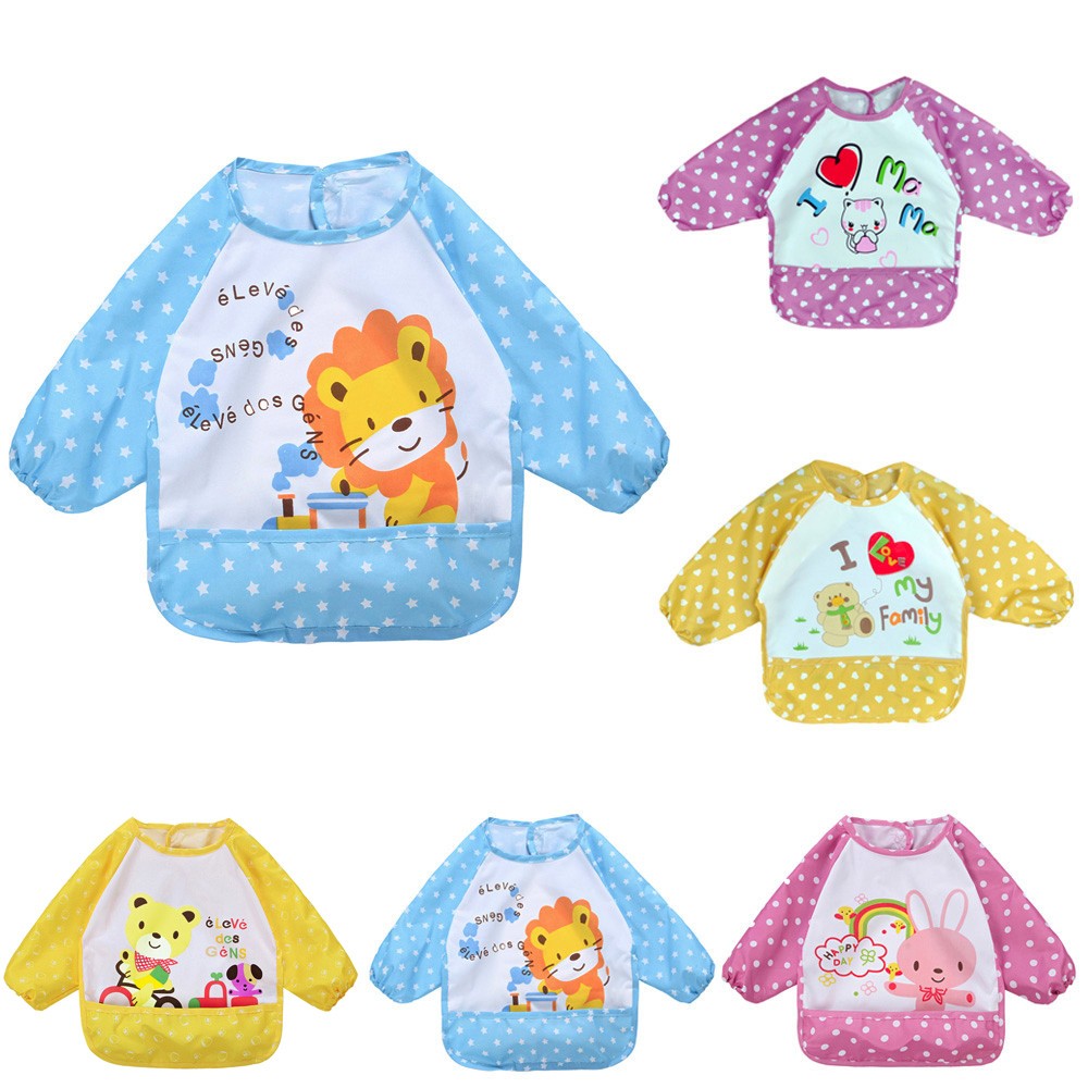Heißer Baby Lätzchen Kleinkind Jungen Mädchen Langarm Brief Wasserdichte Fütterung Kunst Schürze Bib Baby Zeug Smock babador bandana yl