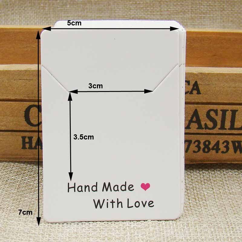 200 stk 5*7cm hvid / kraft halskæde display kortlavet med kærlighed smykker pakke kort tilpasset tilgængelig: Kort som billede 1