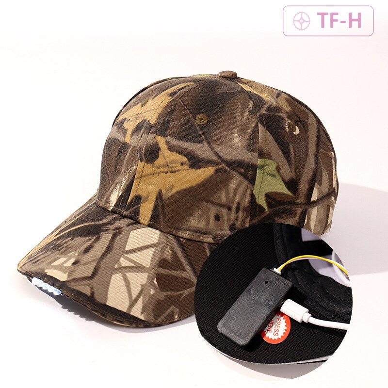 Chapeau lumineux avec lumière Led, casquette de Baseball Rechargeable, tour de tête 53cm-58cm, Camping en plein air, feuille d&#39;érable, riz, pêche de nuit
