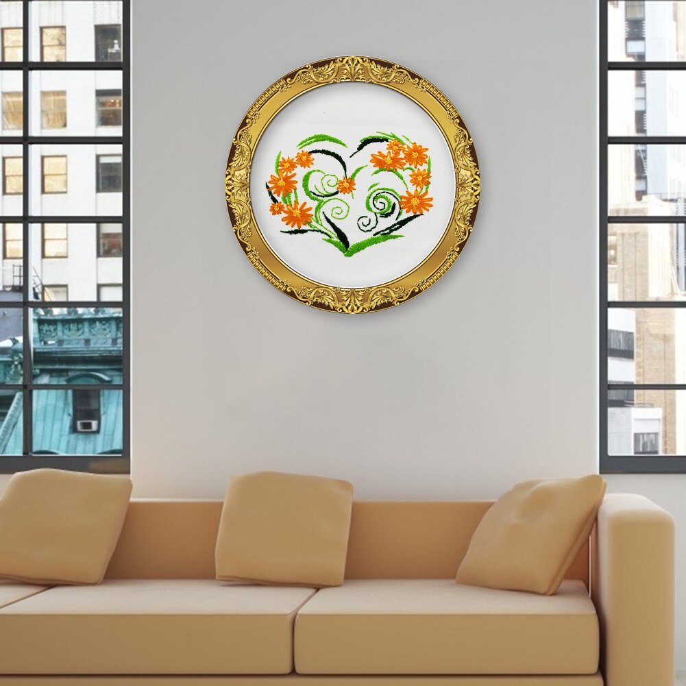 Flor naranja crisantemo flor kit de punto de cruz algodón seda bordado de hilo DIY hecho a mano costura set decoración del hogar