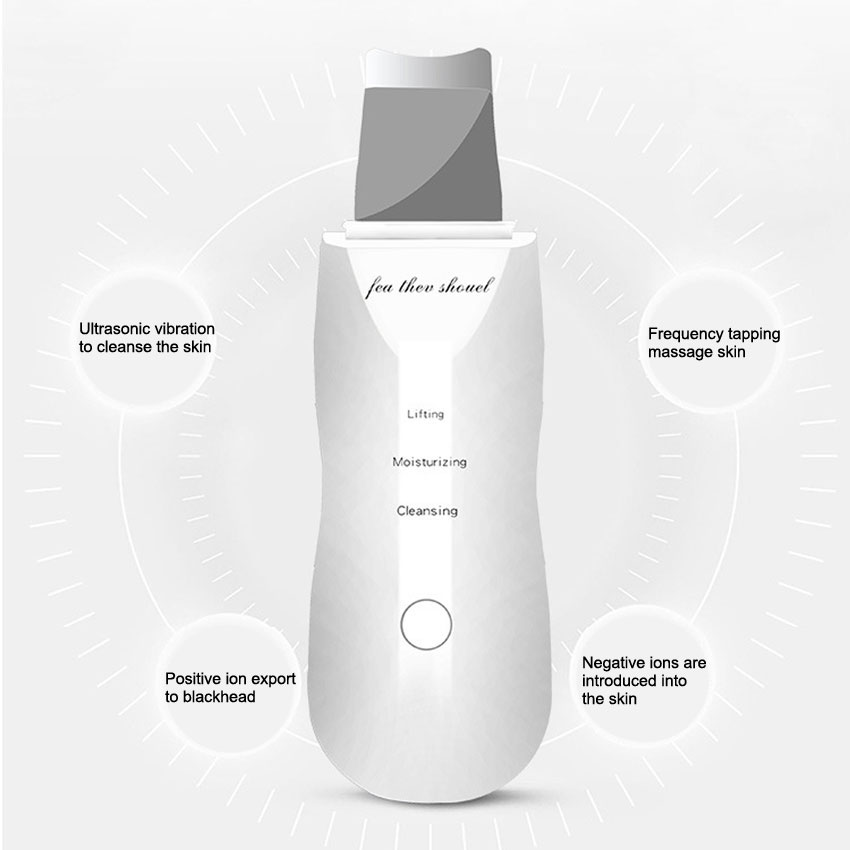 Máquina ultrasónica de la piel de la pala limpiador de la piel Facial limpiador de poros puntos negros quitar herramienta de limpieza iontoforesis instrumento