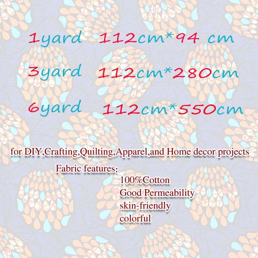 100% Cotton African Print Wax Fabric Traditional Ankara Stytle 6 yards AFRICA NO.1,Blue