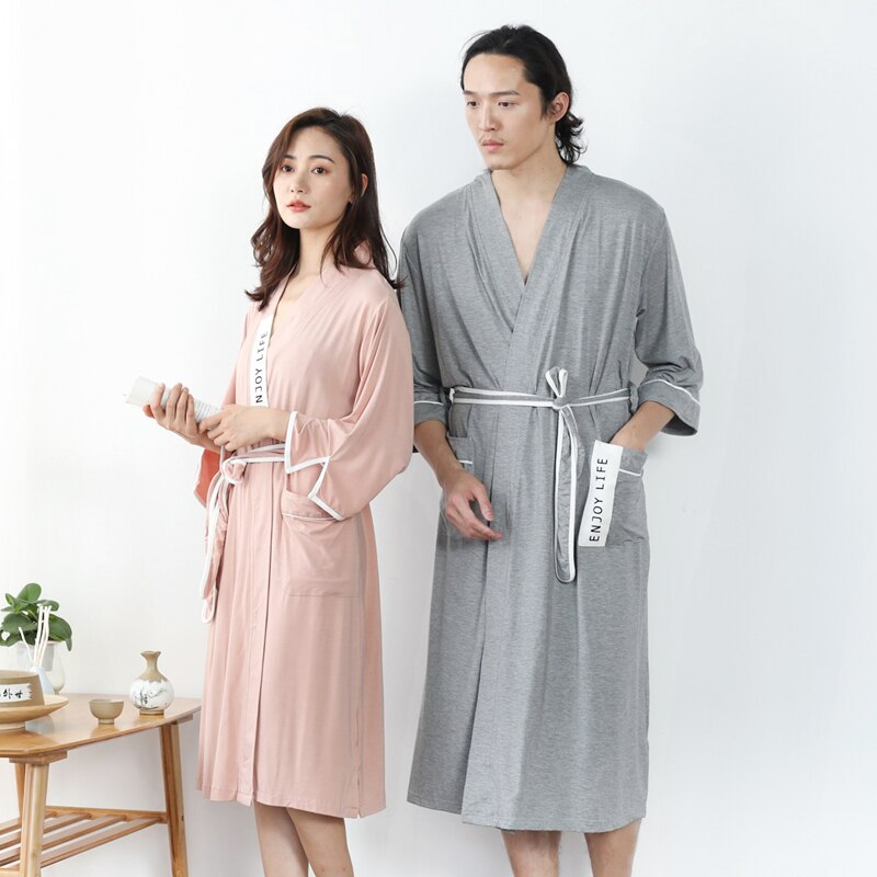 Albornoz de hombre, Kimono japonés, albornoz de fibra de bambú, Pijamas largos de novia, albornoces para damas de honor, bata suave, ropa de dormir