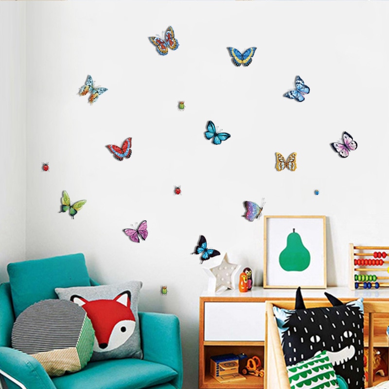Lovley Butterfly Wall Stickers Suitcase Laptop Decoration Home Decor Art PVC Vinyl DIY Wallpaper Little