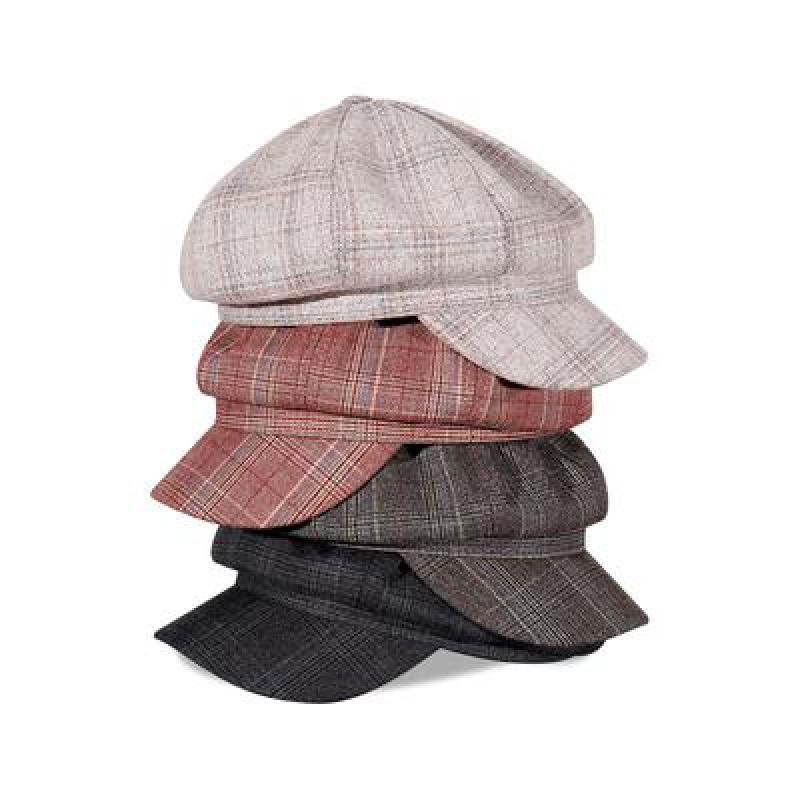 COKK Newsboy Cap Women Octagonal Hat Plaid Beret Winter Hats For Women Lady Vintage Bonnet Retro Hats Gorras