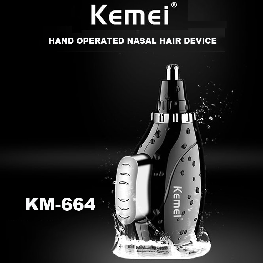Kemei øre næse hår trimmer enhed km -664 håndbetjent næse hår enhed manuel strøm vandtæt uden elektricitet