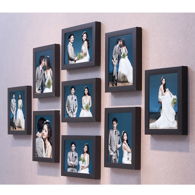 9Pcs/Set Black Picture Photo Frame Set DIY Removable Wall Mural Photos Frames Sticker Decal Living Room Home Decor