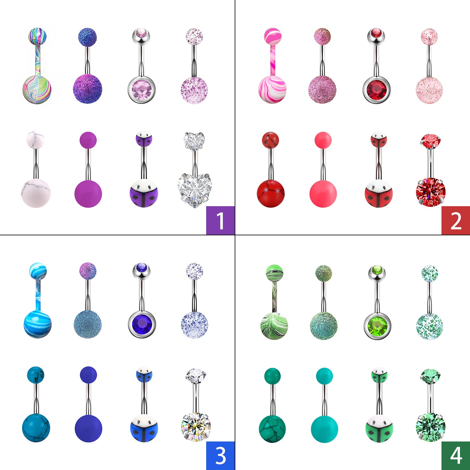 8Pcs Buik Piercing Belly Button Ring Crystal Sieraden Sexy Oorbellen Vrouwen Body Strand Goth Helix Navel Piercing kit