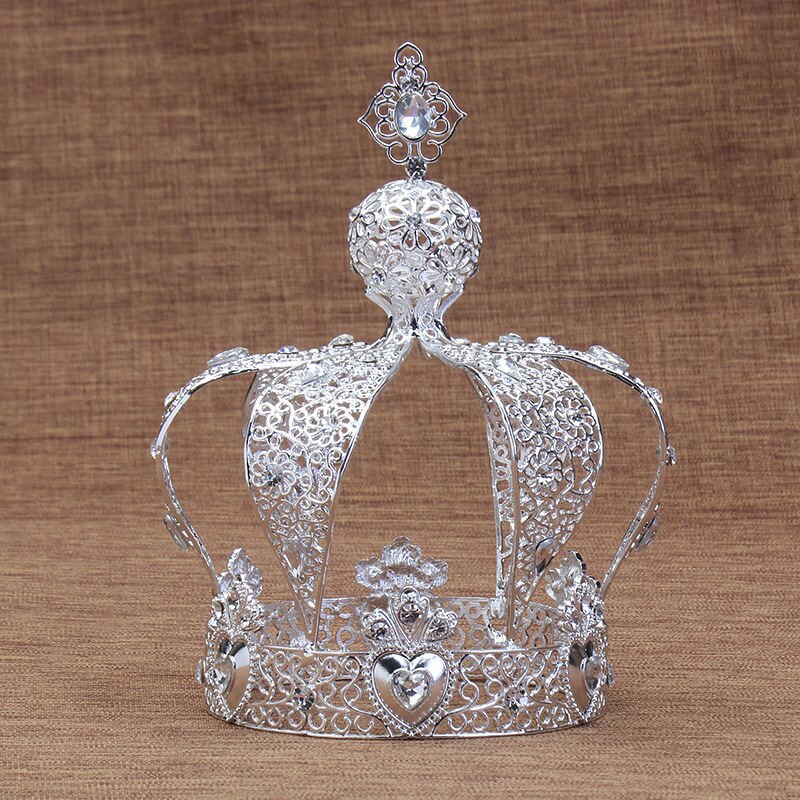 Popolare D'epoca Barocca reale re diadema di lungomare Del Partito di Sesso Maschile Della Torta Del Partito di lungomare di Cerimonia Nuziale Dei Capelli Dei Monili di uomo corona Rotonda: argento