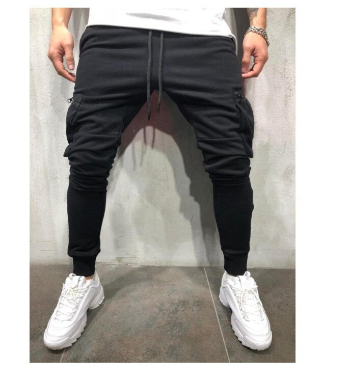 Extérieur Printemps Automne hommes attaché extérieur pantalon version Coréenne de pantalons décontractés hommes pantalons de fitness: Black / XXXL