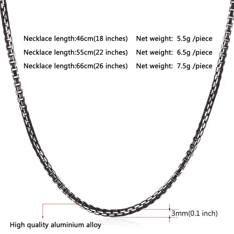 Collare Men Chain Necklace Hip Hop Box Link Chain 6mm Width 316L Stainless Steel Black Men Jewelry N511