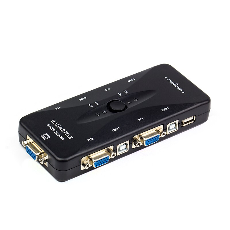 4 Poorten Kvm Switch 4 In 1 Out Vga Usb Converter Vier Computers Delen Monitor Muis Keyboard Printer Apparatuur