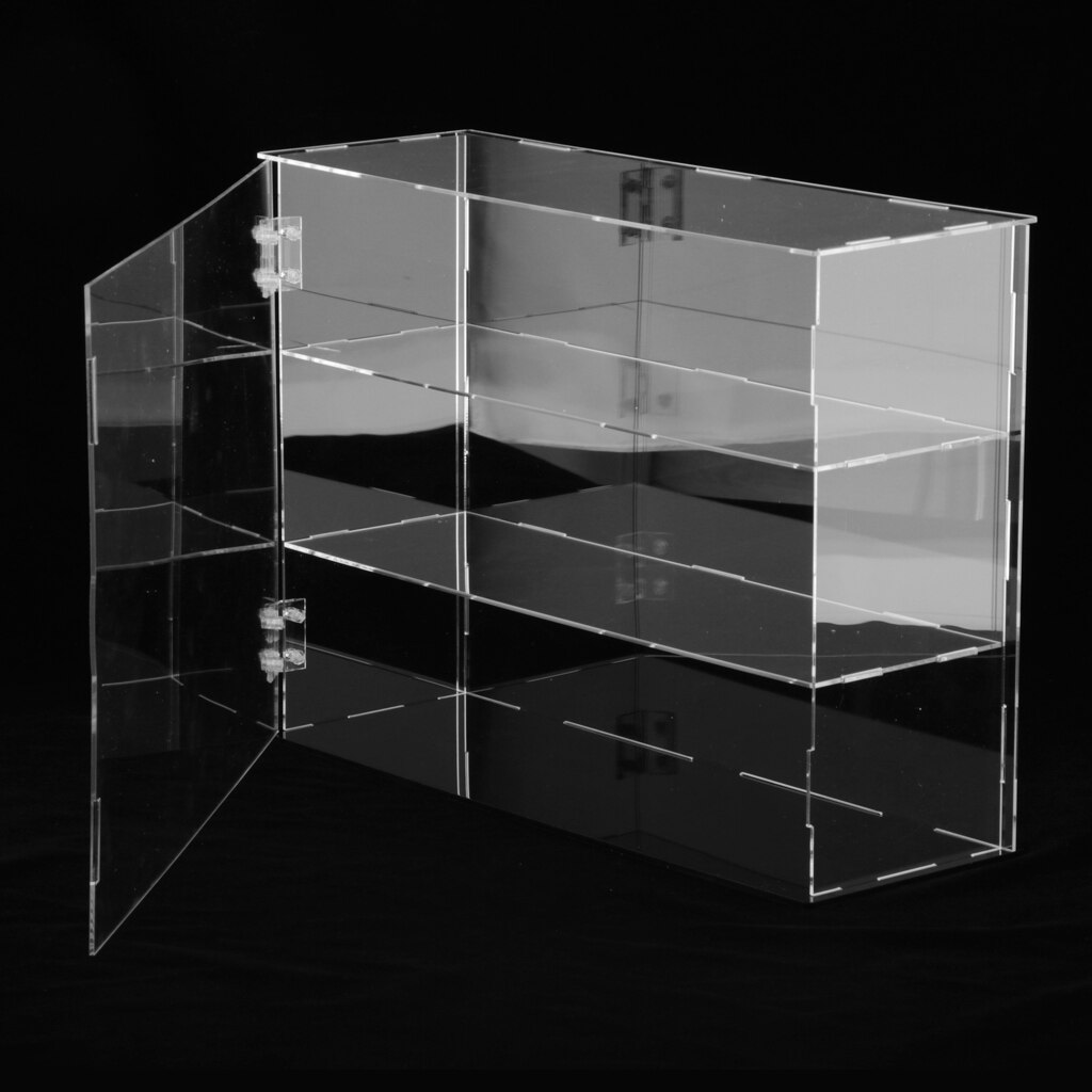 Clear 3-Layer Acrylic Display Case Jewelry Dolls Protective Boxes Shelf