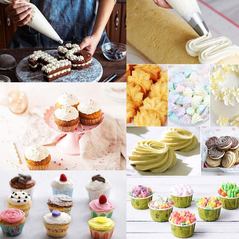16 Stuks Extra Grote Cupcake Frosting Tip Set Cupcake Piping Nozzles Met Icing Tas Ster Franse Ronde Cake Decorating Tips 0074