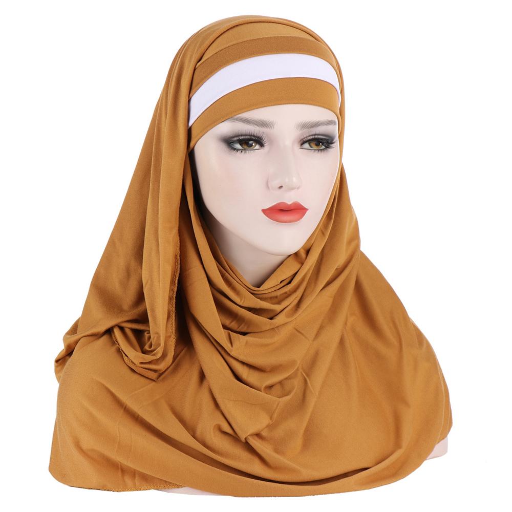 Bufandas musulmanas de dos colores para mujer, hiyab de doble bucle, bufanda deslizante, para tirar sobre el crepé, práctica bufanda estilo chal, novedad de: 8