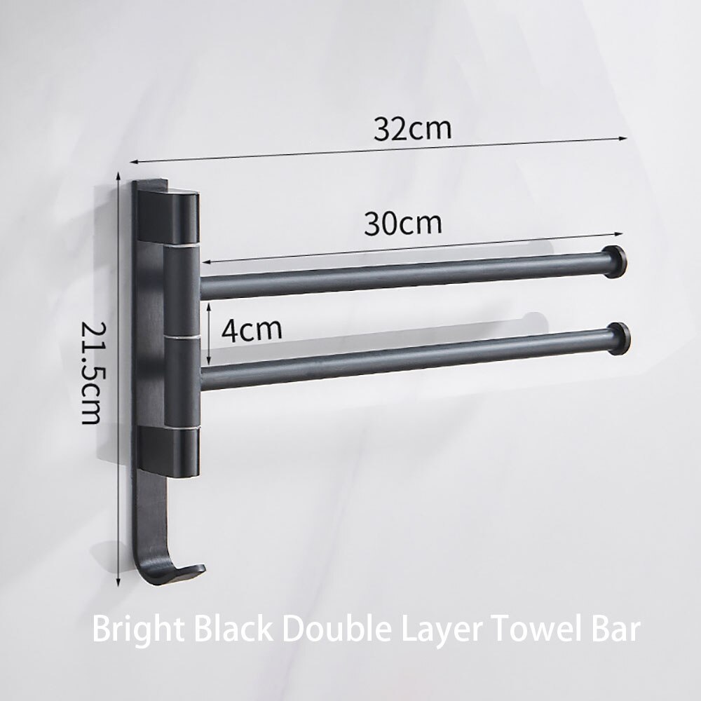 Towel Bars Wall-mounted Hanging 32cm Black Aluminu... – Grandado