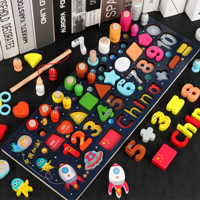 Kind Mathematik Früh Lernen Spielzeug Puzzle Bord Zählen Anzahl Alphabet Kognition Spielen Spiele Montessori Pädagogisches Holz Spielzeug Für Kind: SZB-06