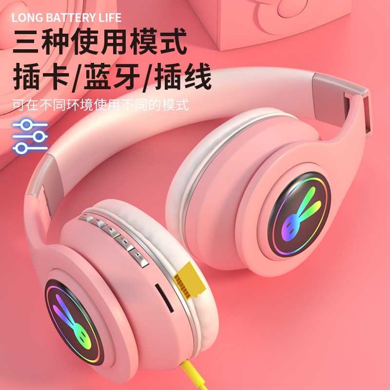 Stijl bluetooth headset headset draadloos lichtgevende koptelefoon studenten computer gaming headsets macarons bluetooth headset